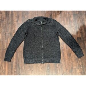 Calvin Klein Jeans Sweater Mens Medium Charcoal Gray Full Zip Knit Cotton Jacket